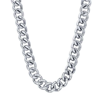 Steel necklace with white crystals 1