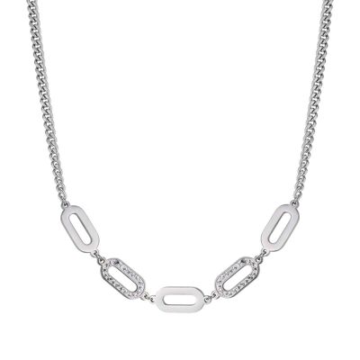 Steel necklace with white crystals