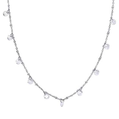 Steel necklace with white crystals, 290