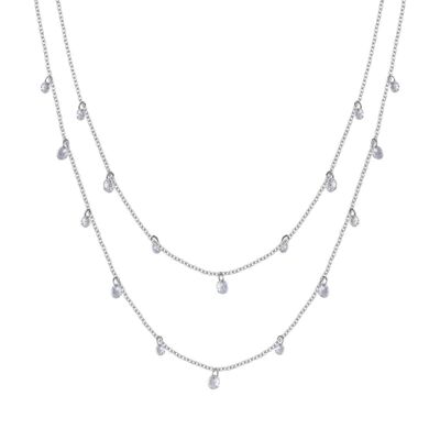 Steel necklace with white crystals, 316