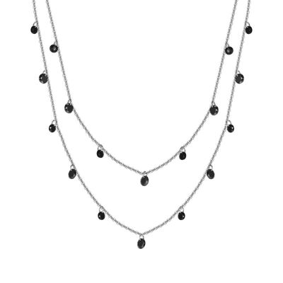 Collar de acero con cristales negros