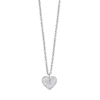 Collier en acier avec coeur et cristaux blancs