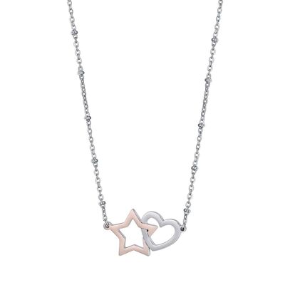 Steel necklace with steel heart and star
