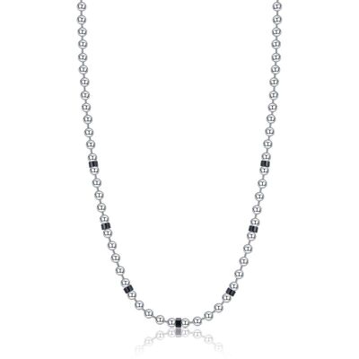 Steel necklace with black IP steel elements