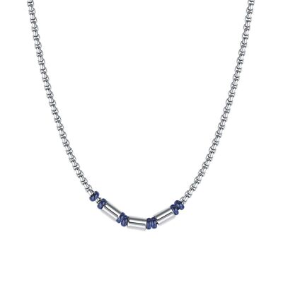 Steel necklace with blue IP elements