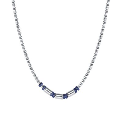 Collier en acier avec éléments IP bleus