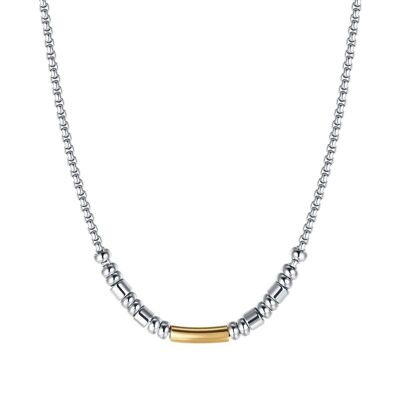 Steel necklace with gold IP element