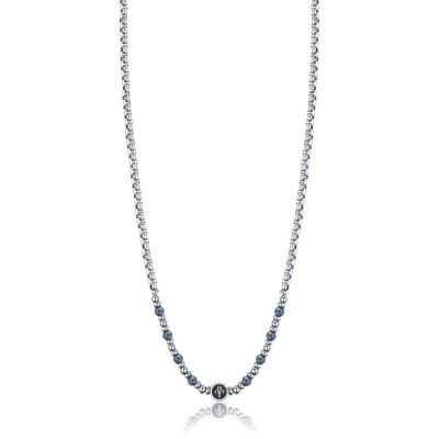 Collier acier avec lys et hématite grise