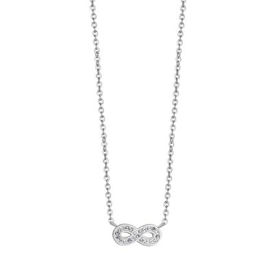 Collier en acier avec infini et cristaux blancs 1