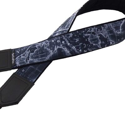 Camera strap with black World map design