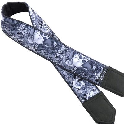 Camera strap with Skulls on Grey design