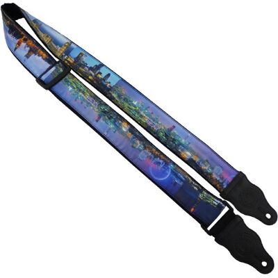 Guitar strap with City night design