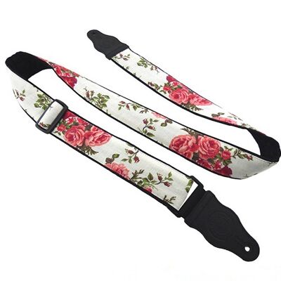 Guitar strap with Red Roses design