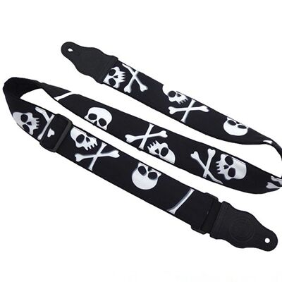 Guitar strap with black Skulls design