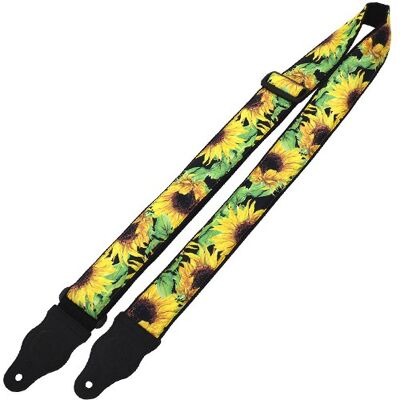 Guitar strap with Sunflowers design