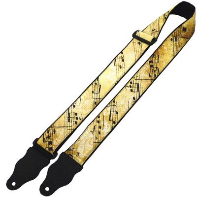 Guitar strap with Vintage Music Notes design