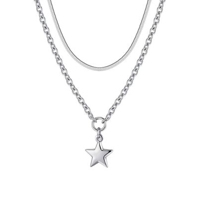Steel necklace with star 2