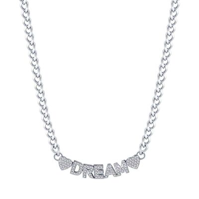 Dream steel necklace with white crystals