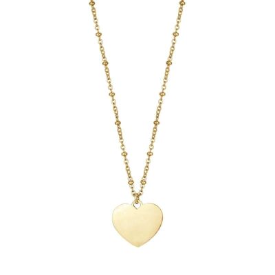 Gold steel necklace with heart