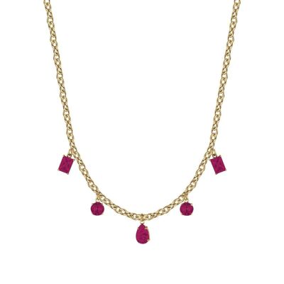 Collar acero IP dorado con cristales 2