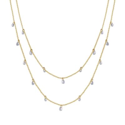 IP gold steel necklace with white crystals 1