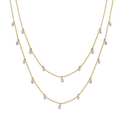 Collier en acier doré IP avec cristaux blancs 1