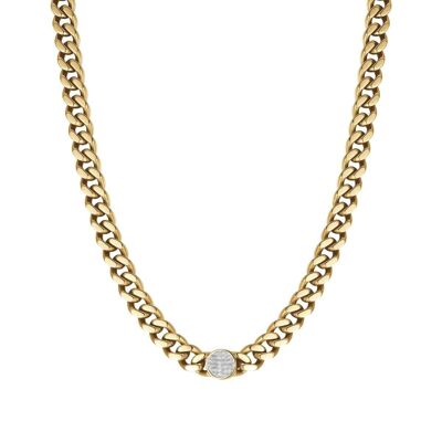 Collar de acero IP dorado con cristales blancos 3