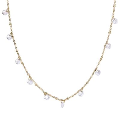 Halskette aus IP-Goldstahl mit weißen Kristallen, 291