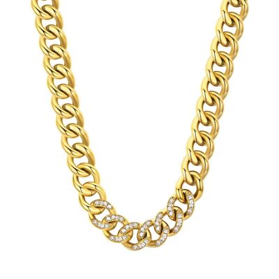 IP gold steel necklace with white crystals, 298