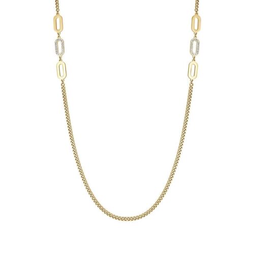 Collana in acciaio ip gold con cristalli bianchi,305