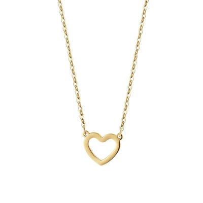 IP gold steel necklace with heart