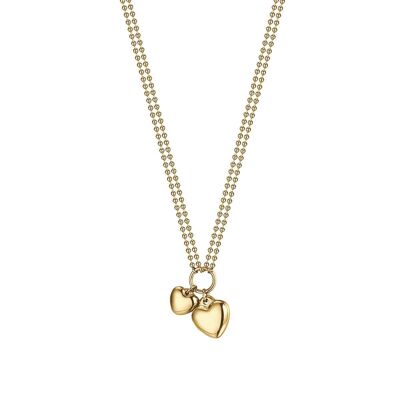 IP gold steel necklace with hearts 1