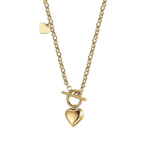 Collana in acciaio ip gold con cuori