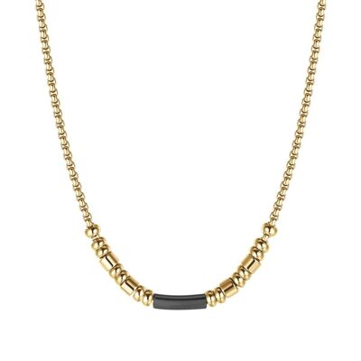 Halskette aus goldenem IP-Stahl mit schwarzem IP-Element