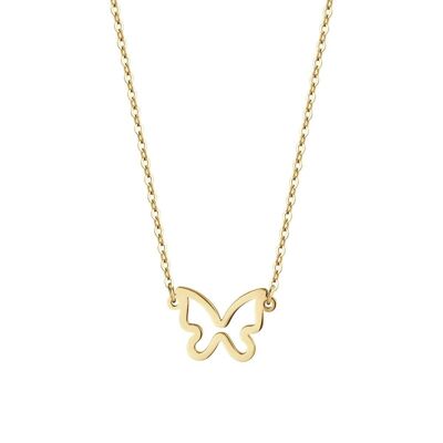 IP gold steel necklace with butterfly