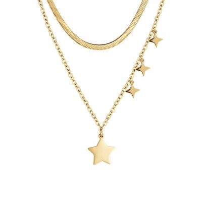 Gold IP steel necklace with star 2