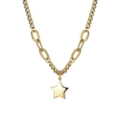 Gold IP steel necklace with star 3