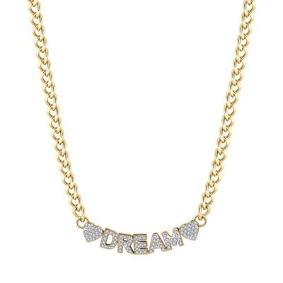 IP gold dream steel necklace with white crystals