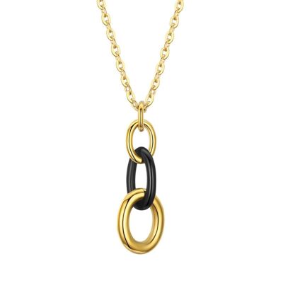 Necklace in gold ip steel and black ip steel