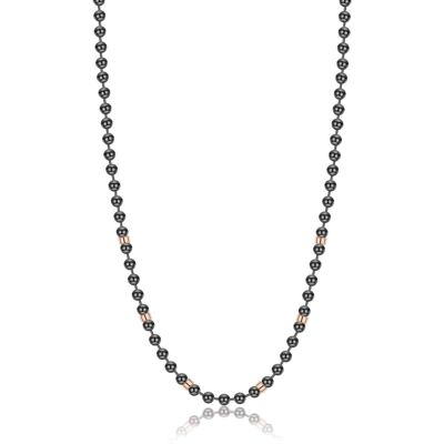 Black ip steel necklace with rose ip steel elements