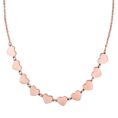 IP rose steel necklace with ip rose hearts