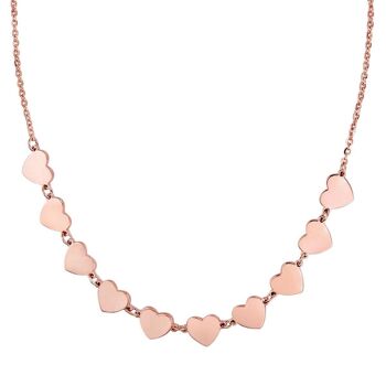 Collier en acier IP rose avec cœurs IP rose