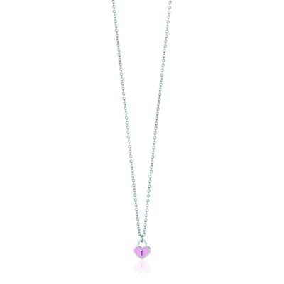 Collier acier junior avec coeur cadenas