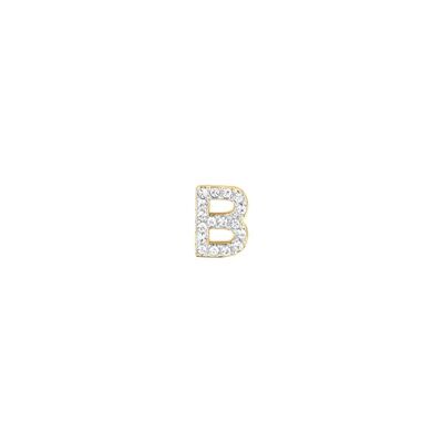 Drop b in gold ip steel with white crystals