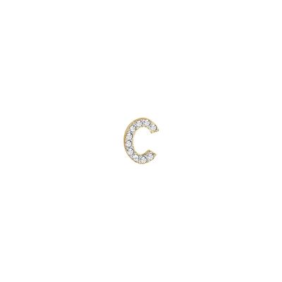 Drop c in gold ip steel with white crystals