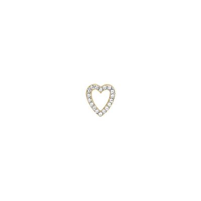Goutte coeur en acier ip gold avec cristaux blancs