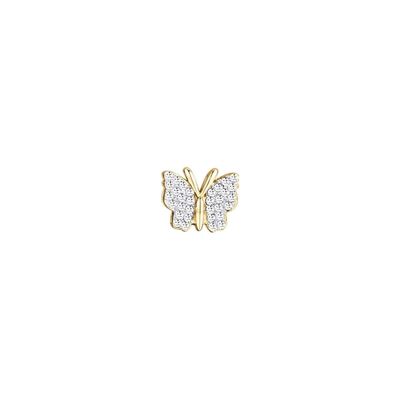 Gold ip steel butterfly drop with white crystals