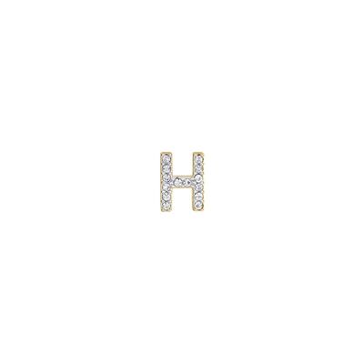 Drop h in gold ip steel with white crystals