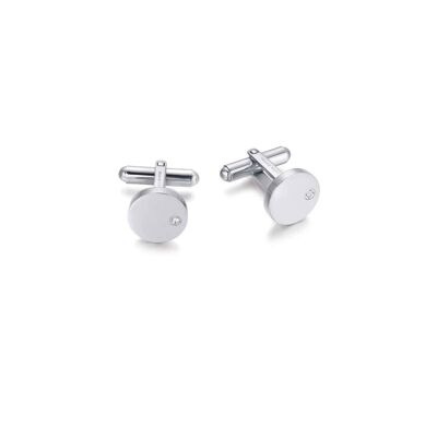 Steel cufflinks with white crystals, 382