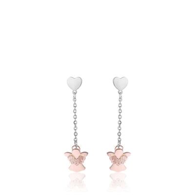 Steel earrings with ip rose angels